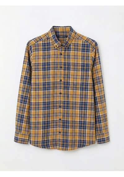 Lcwaıkıkı Classic Sarı Regular Fit Ekose Desenli Gabardin Erkek Gömlek