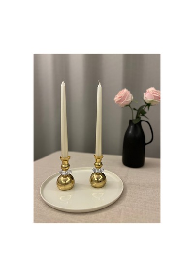 Gold Rengi Globe Crystal 2'li Şamdan&mumluk Seti Altın - 820428241 Altın