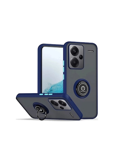 Newface - 100 - Xiaomi Redmi Note 13 Pro Plus Kılıf Montreal Yüzüklü Silikon Kapak - Csmo-tex - - Lacivert