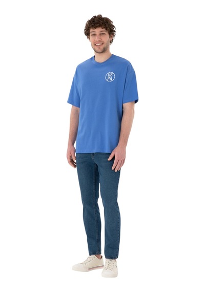 U.s. Polo Assn. Erkek Oversize Fit Bisiklet Yaka Tişört Mavi 