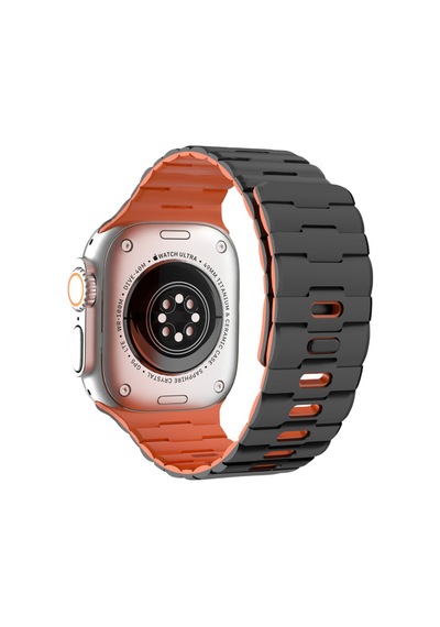 Watch Ultra 49mm Wowen Kordon - Siyah-turuncu Ahşap