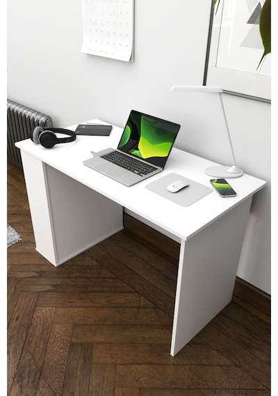 Ergonomik Çalışma Masası, Kitaplık Ve Kapaklı Depolama Alanı İle Modern Tasarım Beyaz Beyaz Ergonomik Çalışma Masası, Kitaplık Ve Kapaklı Depolama Alanı İle Modern Tasarım Beyaz Beyaz