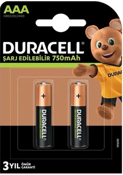 750 Ma Şarjlı Aaa İnce Kalem 2'li Pil Hr03/dc2400