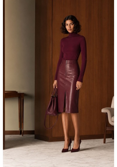 Verymoda D. Deri Etek F1818 Bordo