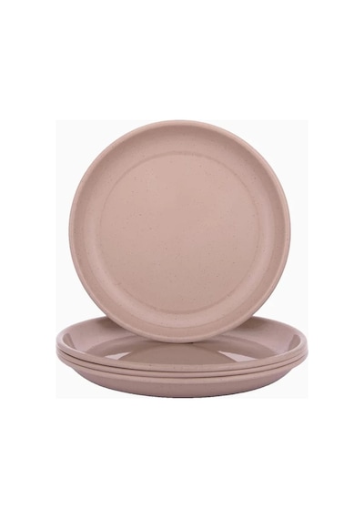 Barebones Rolled Enamelware Plate Kamp Mutfağı 4 Lü Emaye Tabak Mutfak Aksesuarları Toz Pembe