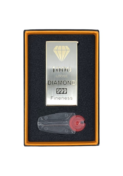 Özel Tasarım 1000 Loose Diamond 999 Fineness Metal Çakmak - Hediye Kutulu Ve Yedek Taşlı Sarı