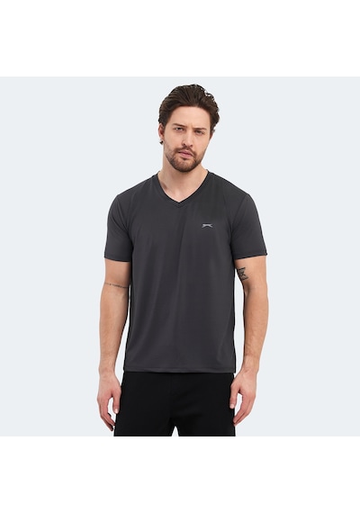 Slazenger KATRIINA Erkek V Yaka Koyu Gri Tişört