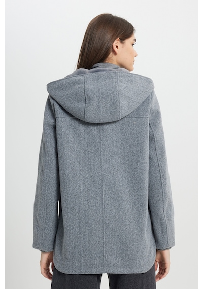 Regular Fit Normal Kesim Kapüşonlu Gri Parka Ceket W242742035 Gri