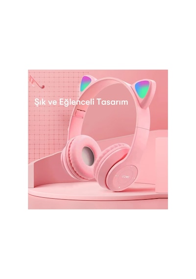 Newface - 225 - P47m Kablosuz Kedi Kulaklık - Spt-gld - - Mor