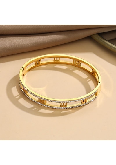 Chavin Gold Çelik Taşlı Bayan Kelepçe Bileklik Eu15sr