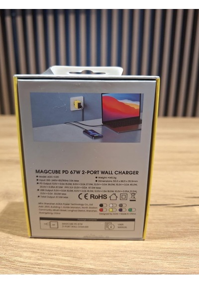 Magcube 67w 2 Portlu Şarj Adaptörü, 140w 1m Pd 3.1 480mbps Süper Hızlı Şarj/data Kablosu Seti