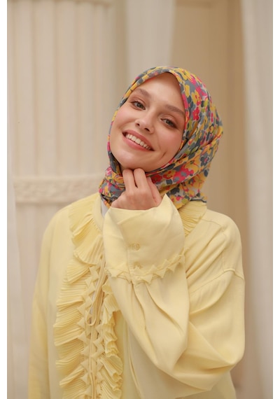 Silk Home Soft Eşarp 73081-38 Gümüş, Asit, Sarı, Pembe, Gri