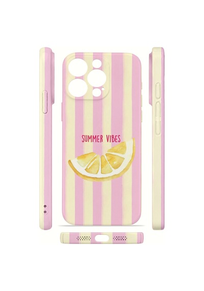 Apple iPhone Uyumlu 15 Pro Max Vorian İnce Kamera Korumalı Mika Kılıf Summer Vibes Lemon Summer Vibes Lemon Mika