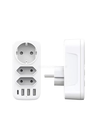 7&apos Si 1 Arada Çoklu Priz, Usb Priz, Type-c + 3 Usb&apos Li Çoklu Priz,
