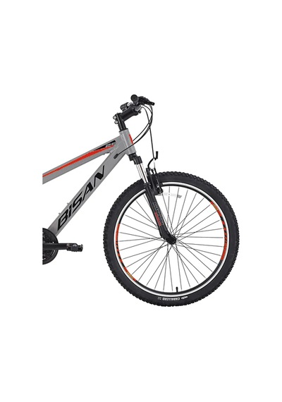 Bisan Cooper - 26 Jant 35 Cm Kadro 21 Vites Dağ Bisikleti - Açık Gri Siyah Kırmızı Çok Renkli