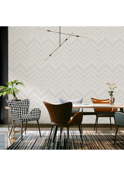Octagon 1207-1 Zigzag Dokulu Duvar Kağıdı Beyaz