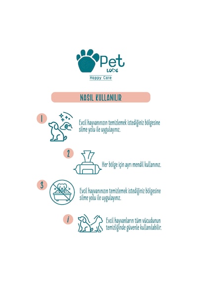 2 Adet Petlove Evcil Hayvan Temizleme Mendili 60'lı