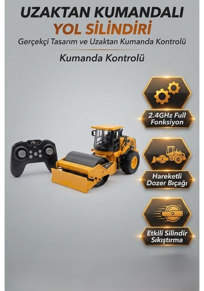 Uzaktan Kumandalı 2.4g Sesli Full Fonksiyonlu Şarjlı Yol Silindiri Oyuncağı Çok Renkli