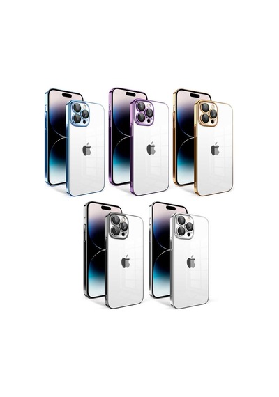 Zeyline Apple Uyumlu iPhone 14 Pro Kamera Korumalı Renkli Çerçeveli Zore Garaj Kapak-gold