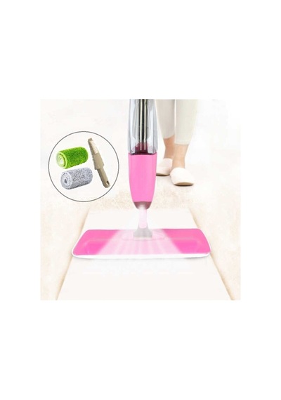 Microfiber Bezli Deterjan Hazneli Sprey Mop Pembe + 10 Yedek Bez