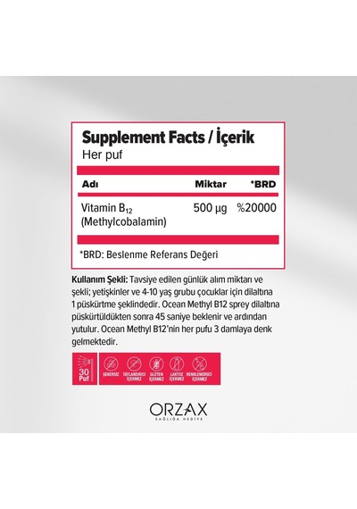 Methyl B12 Dilaltı Sprey 500mcg 5 Ml 3 Paketi