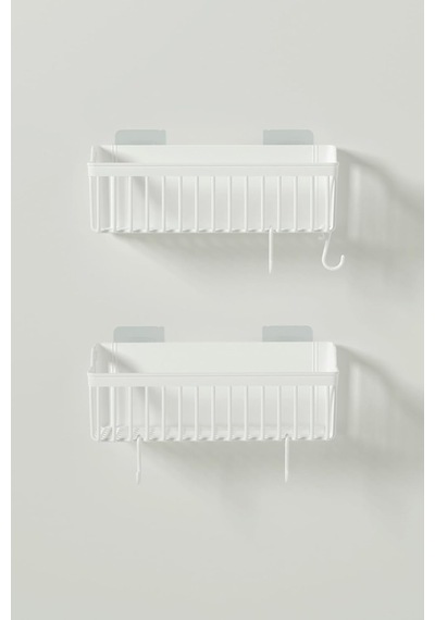 Banyor Yapışkanlı Banyo Rafı, 2'li Banyo Düzenleyici Organizer Banyo Duş Rafı Şampuanlık, Plsti Beyaz