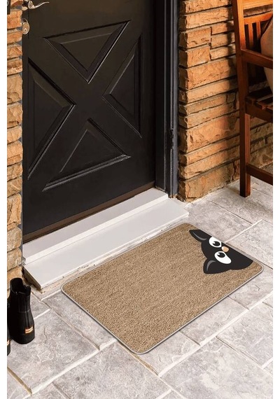 Bej Kedi Desenli Kapı Önü Paspası Kp07n11