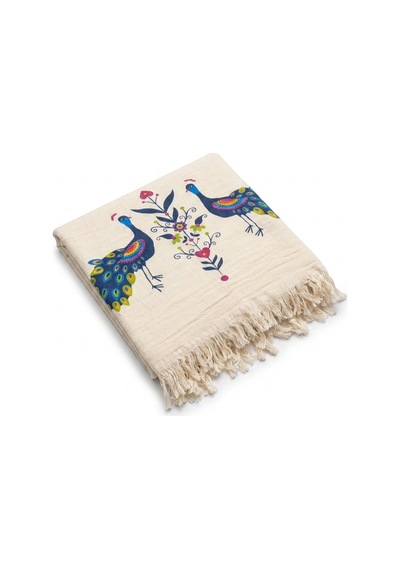 %100 Pamuk 4 Katlı Müslin Kumaş Plaj Havlusu / Peştemal / Banyo / Hamam Havlusu 90 X 190 Cm Ekru - 867217506 Ekru