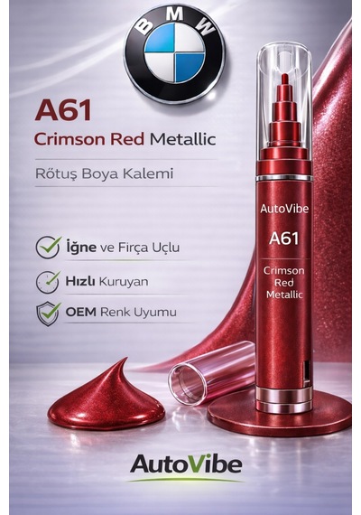 Bmw Rötuş Boya Kalemi A61 Karmesinrot Kırmızı - Crimson Red