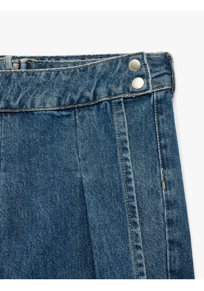 Koton Pamuklu Pileli Cepli Denim Şort Etek Orta İndigo 6skg40080ad Koton Pamuklu Pileli Cepli Denim Şort Etek Orta İndigo 6skg40080ad