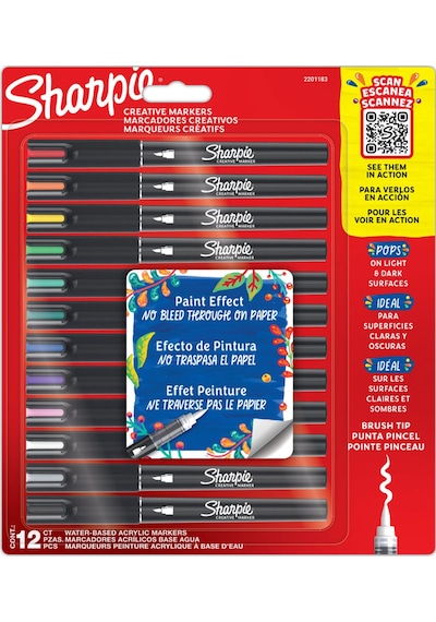 Sharpie Acrylic Paint Markers 12li Fırça Uç Akrilik Markör Kalem Seti / 2201183