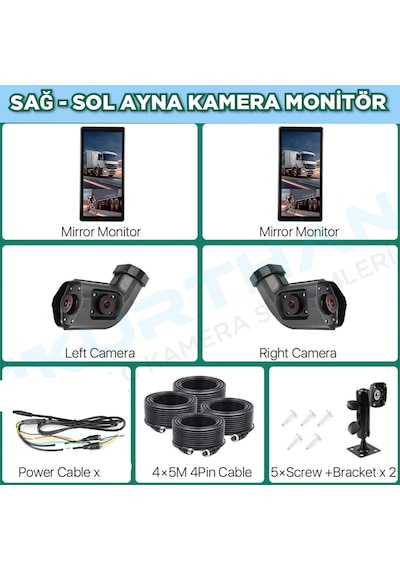 Sağ-sol 10.36 İnç 2 Ch Elektronik Yan Ayna Kamera Bsd-dvr-ıps 12 24 Volt