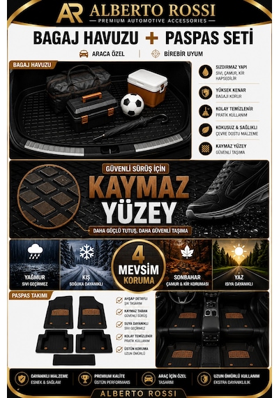 Kıa Ceed 2012+2018 Uyumlu Araca Özel 3d Bagaj Havuzu Ve Paspas Enerji Ahşap