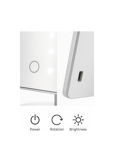 Led Işıklı Makyaj Aynası Dokunmatik 3 Işık Modlu Ayarlanabilir Oynar Başlıklı Masa Üstü Ayna Be