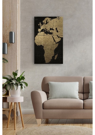 Doğal Taş Tablo - Dünya Haritası - Duvar Dekoru 30x50cm