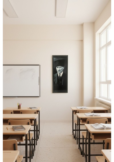 Atatürk Tablosu - 25x60 Cm Dikey Uv Baskılı Mdf Atatürk Poster Tablo