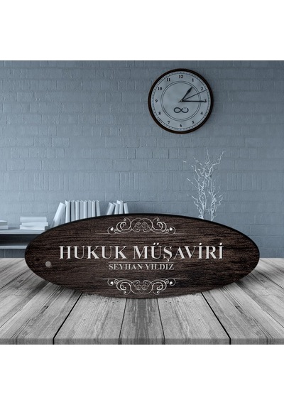 Kişiye Özel Mesleki Hukuk Müşaviri Ahşap Oval Masa İsimliği - 3