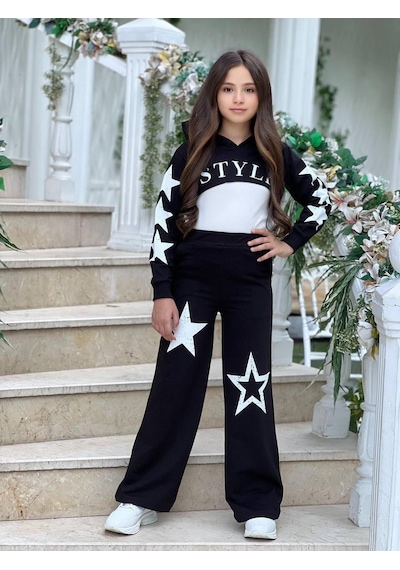 Star Style Kız Çocuk 3'lü Takım - 3/12 Yaş - 31517 Siyah