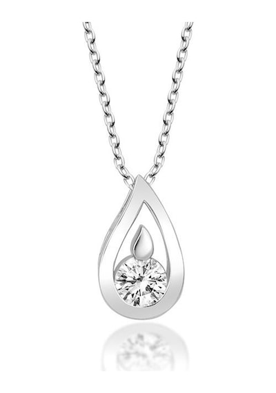 Madam Matmazel Beyaz Swarovski Tek Taş Damla Gümüş Kadın Kolye,925 Ayar Gerçek Gümüş, Hediye