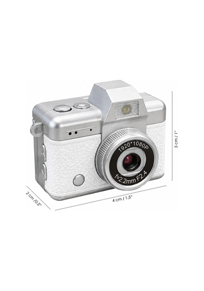 Mimtec Blm-110 Mini Retro Dijital Kamera - Flaşlı Katlanabilir Ekran 1080p Hd Video Selfie Vlog Kamerası Gri