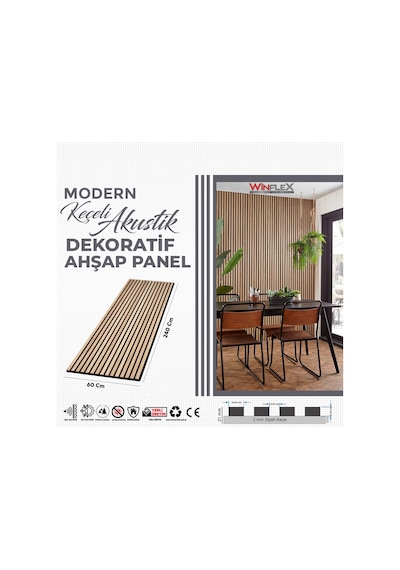 Keçeli Dekoratif Akustik Ahşap Panel Savana Meşe 60x240cm .