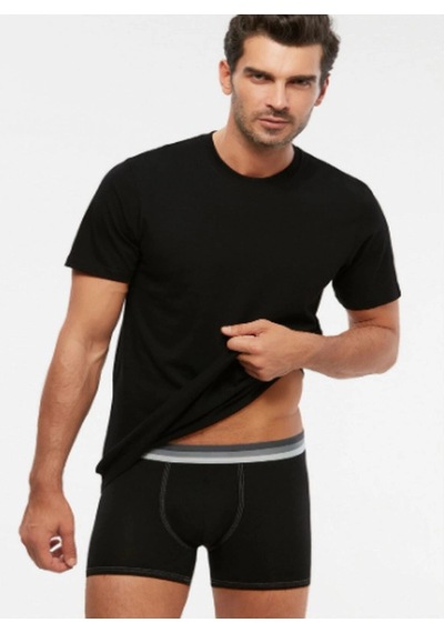 Kom Erkek Siyah Eduardo 2'li T-shirt Atlet