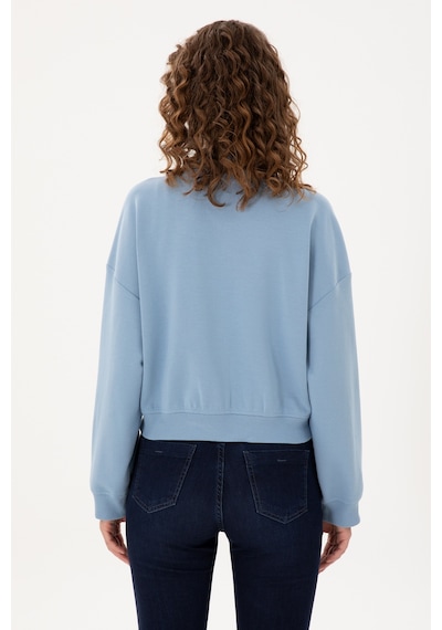 U.S. Polo Assn. Kadın Açık Mavi Bisiklet Yaka Fermuarlı Sweatshirt 50299000-VR003