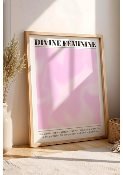 Divine Feminine Çerçeveli Tablo İlahi Dişilik Pembe Aura Enerji Renkleri