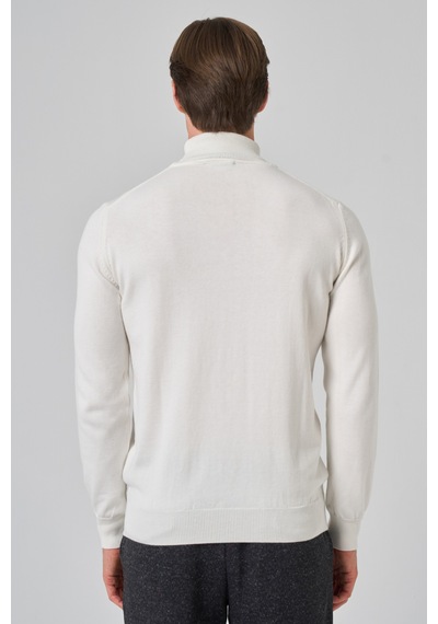 Morven Erkek Ekru Basic Balıkçı Yaka Dynamic Fit Rahat Kesim Triko 26kc017002454 Ekru