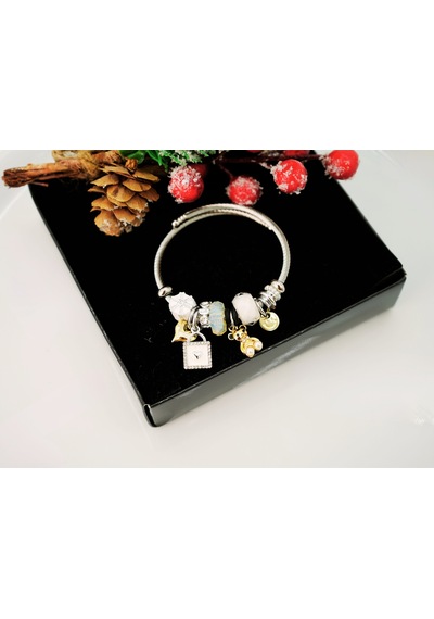 Biem Pandora Model Çelik Bileklik Beyaz2 Gold/gümüş