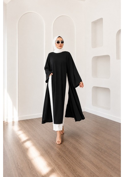 Unika Boutique Kadın Uzun Yırtmaçlı Abaya Tunik Mint