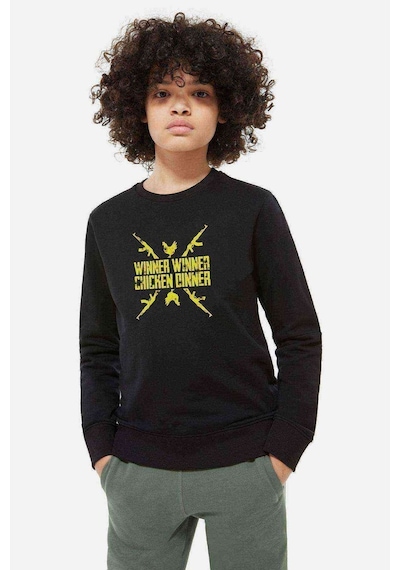 Tshirthane Winner Ak 47 Baskılı Unisex Çocuk Siyah Sweatshirt Siyah