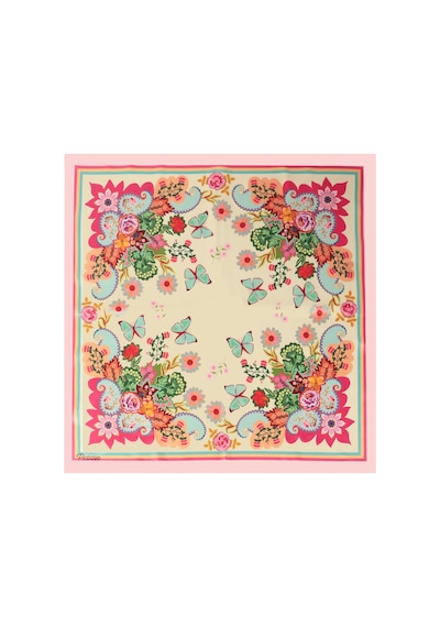 Inno 60x60 Cm Premium Saten Desenli Dikişli Fular Çok Renkli