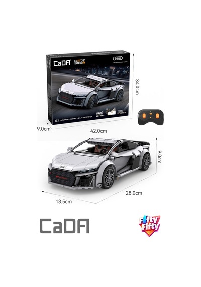Cada Uzaktan Kumandalı 1: 14 Audi R8 Coupe 536 Parça Oyuncak Yapım Seti Blok Araba -ffcada-c57012w